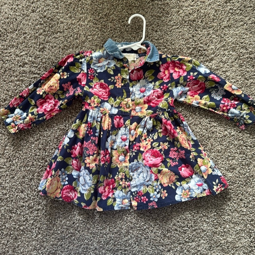 Vintage baby beluga New York Floral baby girl dress